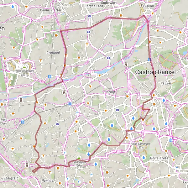 Map miniature of "Industrial Treasures and Historical Sites" cycling inspiration in Arnsberg, Germany. Generated by Tarmacs.app cycling route planner