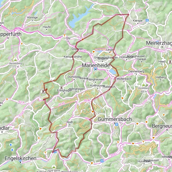 Map miniature of "Glorious gravel ride through the Sieg Valley" cycling inspiration in Arnsberg, Germany. Generated by Tarmacs.app cycling route planner