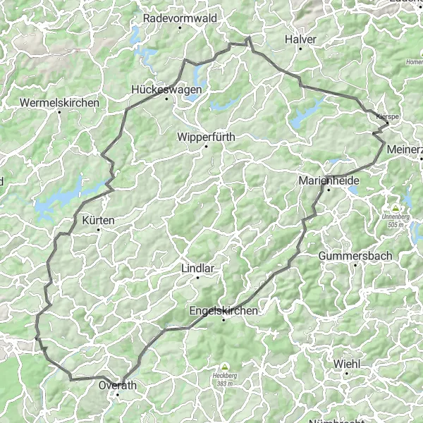 Karten-Miniaturansicht der Radinspiration "Radrunde durch die Region" in Arnsberg, Germany. Erstellt vom Tarmacs.app-Routenplaner für Radtouren
