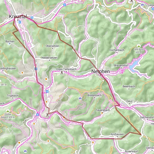 Map miniature of "Gravel Escapade" cycling inspiration in Arnsberg, Germany. Generated by Tarmacs.app cycling route planner