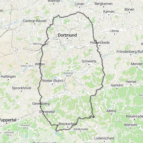 Map miniature of "The Challenging Road of Arnsberg" cycling inspiration in Arnsberg, Germany. Generated by Tarmacs.app cycling route planner