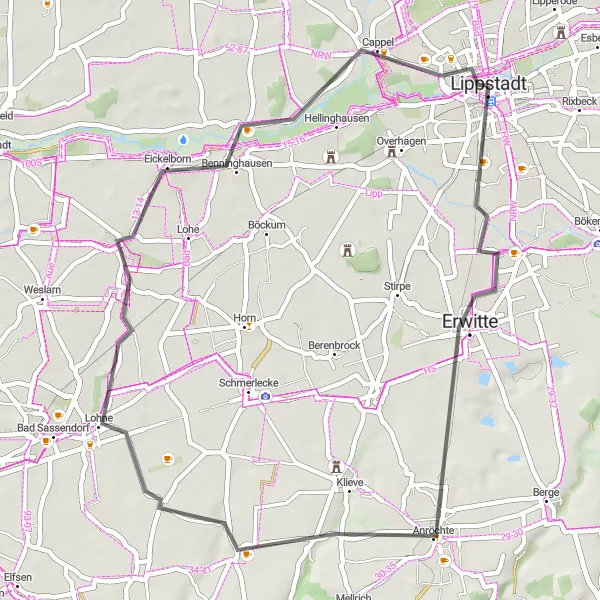 Karten-Miniaturansicht der Radinspiration "Kurze Roadtour durch das Sauerland" in Arnsberg, Germany. Erstellt vom Tarmacs.app-Routenplaner für Radtouren