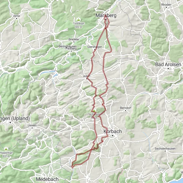 Map miniature of "The Gravel Odyssey" cycling inspiration in Arnsberg, Germany. Generated by Tarmacs.app cycling route planner