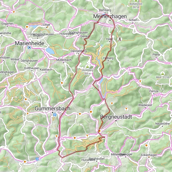 Map miniature of "Discover the Beauty of Lantenbach" cycling inspiration in Arnsberg, Germany. Generated by Tarmacs.app cycling route planner