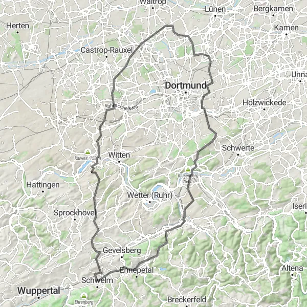 Map miniature of "Helsberg Challenge" cycling inspiration in Arnsberg, Germany. Generated by Tarmacs.app cycling route planner
