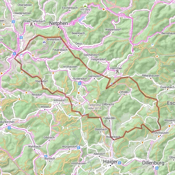 Karten-Miniaturansicht der Radinspiration "Abenteuer auf Schotter: Rundtour Siegen - Siegufer" in Arnsberg, Germany. Erstellt vom Tarmacs.app-Routenplaner für Radtouren