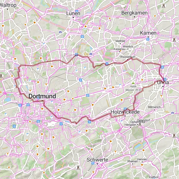 Map miniature of "The Hidden Treasures Gravel Route" cycling inspiration in Arnsberg, Germany. Generated by Tarmacs.app cycling route planner