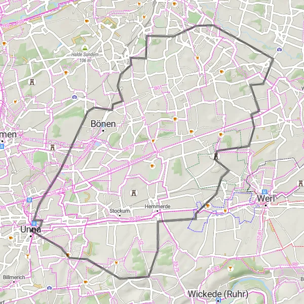 Map miniature of "Hidden Gems" cycling inspiration in Arnsberg, Germany. Generated by Tarmacs.app cycling route planner