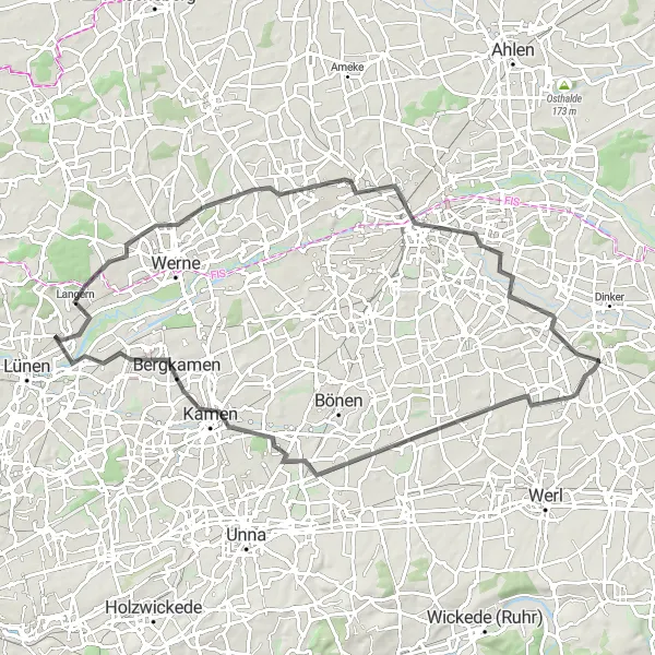 Map miniature of "The Welver Loop" cycling inspiration in Arnsberg, Germany. Generated by Tarmacs.app cycling route planner