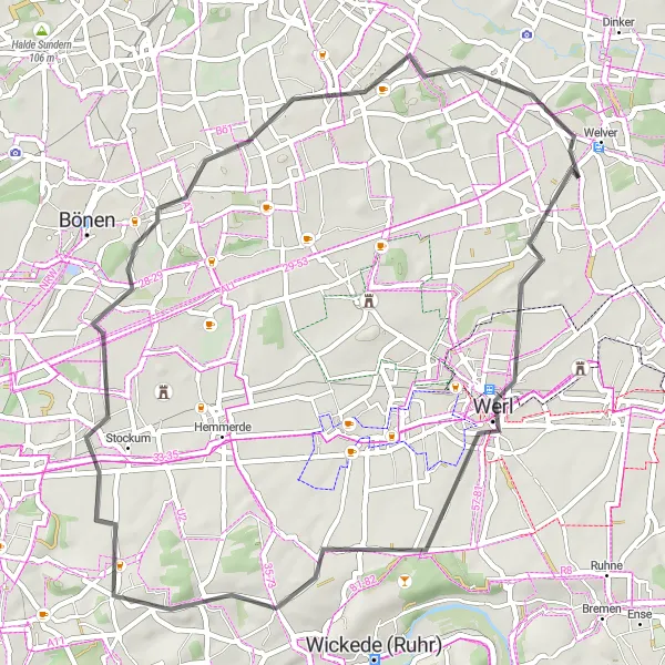Map miniature of "The Countryside Delight" cycling inspiration in Arnsberg, Germany. Generated by Tarmacs.app cycling route planner