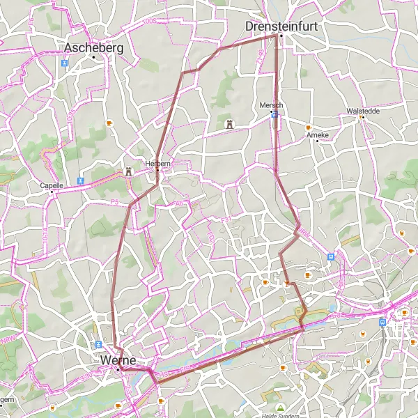 Map miniature of "Herbern Loop" cycling inspiration in Arnsberg, Germany. Generated by Tarmacs.app cycling route planner