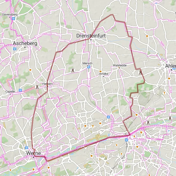 Map miniature of "Off-Road Adventure in Nature" cycling inspiration in Arnsberg, Germany. Generated by Tarmacs.app cycling route planner