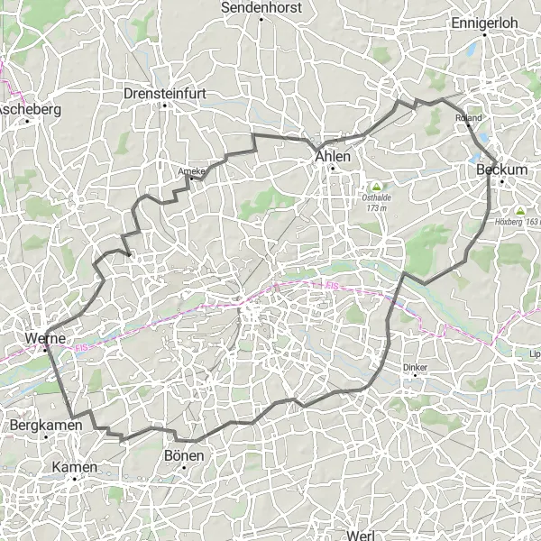 Map miniature of "Art and History Tour" cycling inspiration in Arnsberg, Germany. Generated by Tarmacs.app cycling route planner