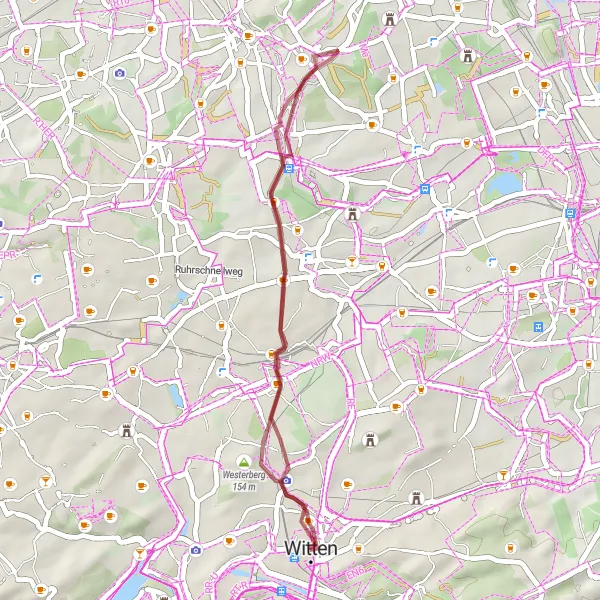 Karten-Miniaturansicht der Radinspiration "Rundtour um Witten-Merklinde" in Arnsberg, Germany. Erstellt vom Tarmacs.app-Routenplaner für Radtouren
