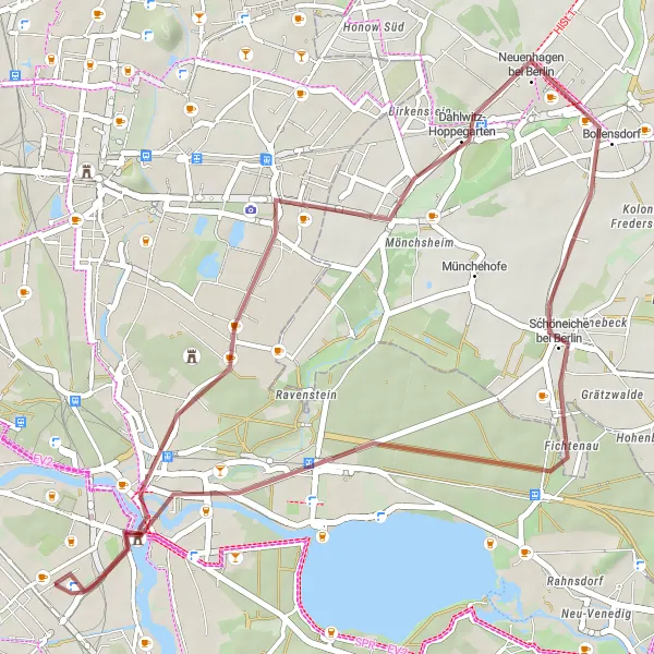 Karten-Miniaturansicht der Radinspiration "Gemütliche Radtour um Köpenick" in Berlin, Germany. Erstellt vom Tarmacs.app-Routenplaner für Radtouren
