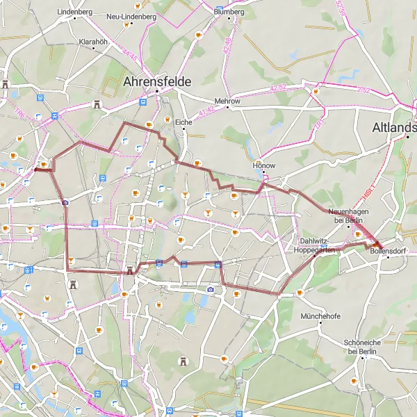 Map miniature of "Gravel Adventure" cycling inspiration in Berlin, Germany. Generated by Tarmacs.app cycling route planner