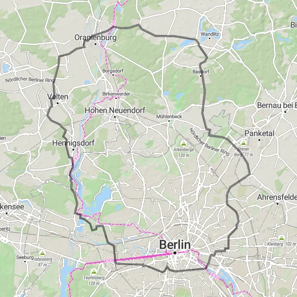 Map miniature of "Berlin Ride" cycling inspiration in Berlin, Germany. Generated by Tarmacs.app cycling route planner