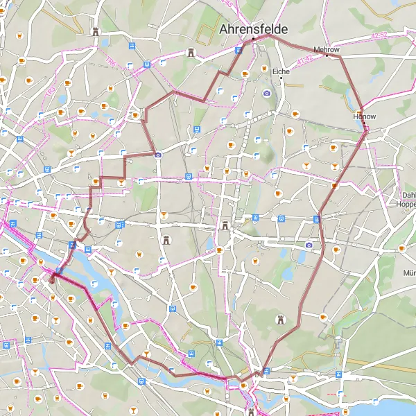 Map miniature of "Short and Scenic" cycling inspiration in Berlin, Germany. Generated by Tarmacs.app cycling route planner