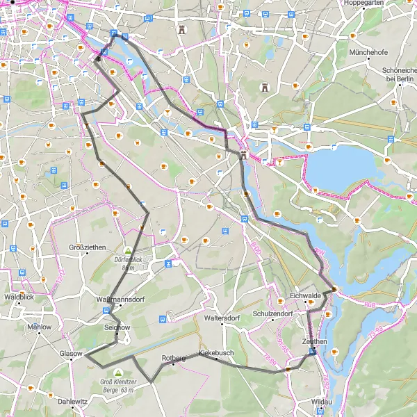 Karten-Miniaturansicht der Radinspiration "Naturerlebnis rund um Berlin" in Berlin, Germany. Erstellt vom Tarmacs.app-Routenplaner für Radtouren