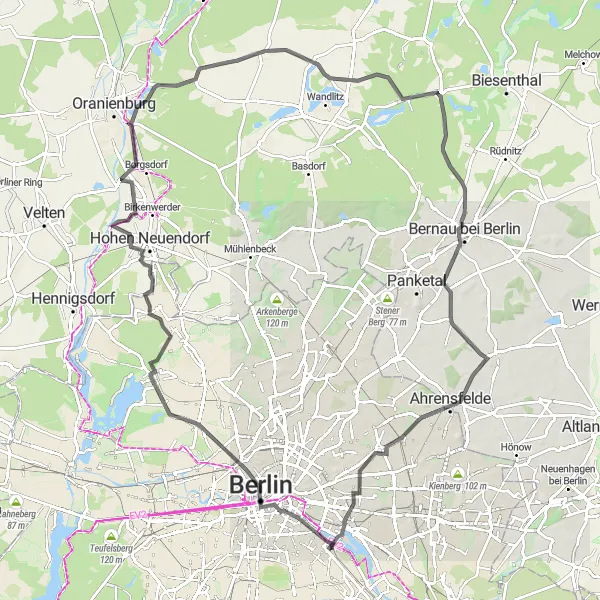 Map miniature of "Hidden Gems and Historic Sights" cycling inspiration in Berlin, Germany. Generated by Tarmacs.app cycling route planner