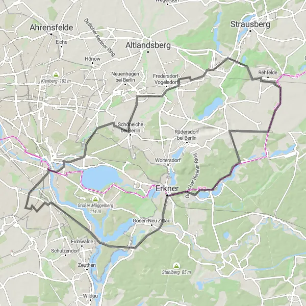 Map miniature of "Berlin Gravel Adventure" cycling inspiration in Berlin, Germany. Generated by Tarmacs.app cycling route planner