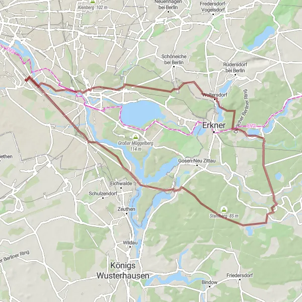 Karten-Miniaturansicht der Radinspiration "Gravel-Tour entlang märchenhafter Landschaften" in Berlin, Germany. Erstellt vom Tarmacs.app-Routenplaner für Radtouren