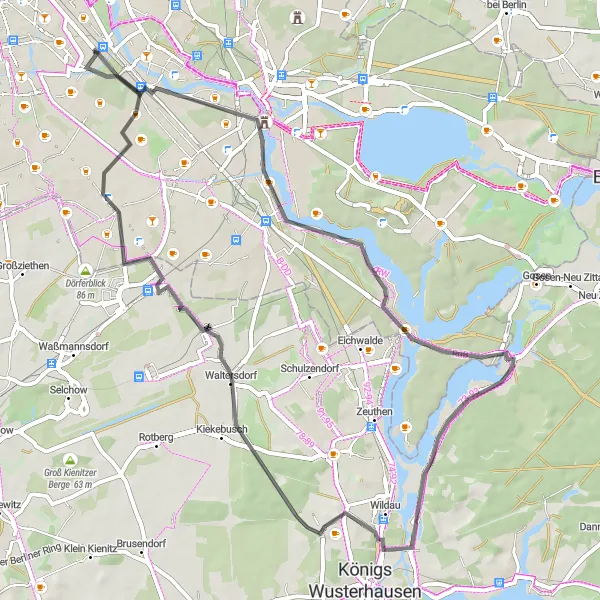 Map miniature of "Köpenick Discovery" cycling inspiration in Berlin, Germany. Generated by Tarmacs.app cycling route planner