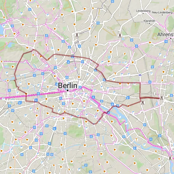 Map miniature of "Scenic Gravel Ride: Rixdorfer Höhe to Aussichtsberg" cycling inspiration in Berlin, Germany. Generated by Tarmacs.app cycling route planner