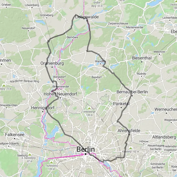 Map miniature of "Biesdorf to Skywalk Marzahner Promenade" cycling inspiration in Berlin, Germany. Generated by Tarmacs.app cycling route planner