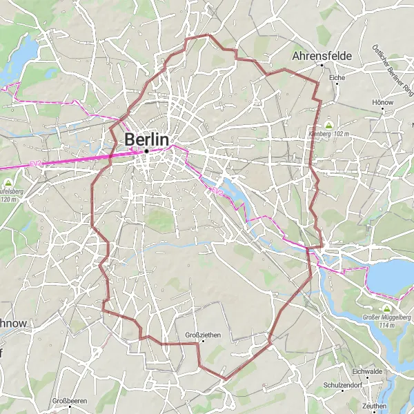 Map miniature of "Cultural Delights Gravel Ride" cycling inspiration in Berlin, Germany. Generated by Tarmacs.app cycling route planner