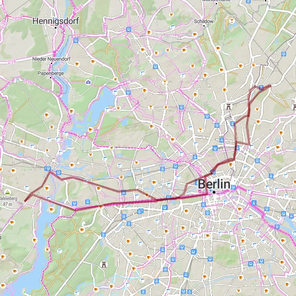 Karten-Miniaturansicht der Radinspiration "Entdeckertour durch Spandau und Pankow" in Berlin, Germany. Erstellt vom Tarmacs.app-Routenplaner für Radtouren