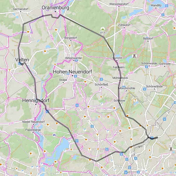 Karten-Miniaturansicht der Radinspiration "Schlösser und Seen" in Berlin, Germany. Erstellt vom Tarmacs.app-Routenplaner für Radtouren