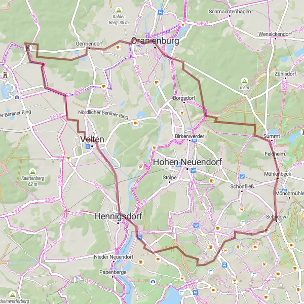 Karten-Miniaturansicht der Radinspiration "Rundtour durch Hennigsdorf und Oranienburg" in Berlin, Germany. Erstellt vom Tarmacs.app-Routenplaner für Radtouren