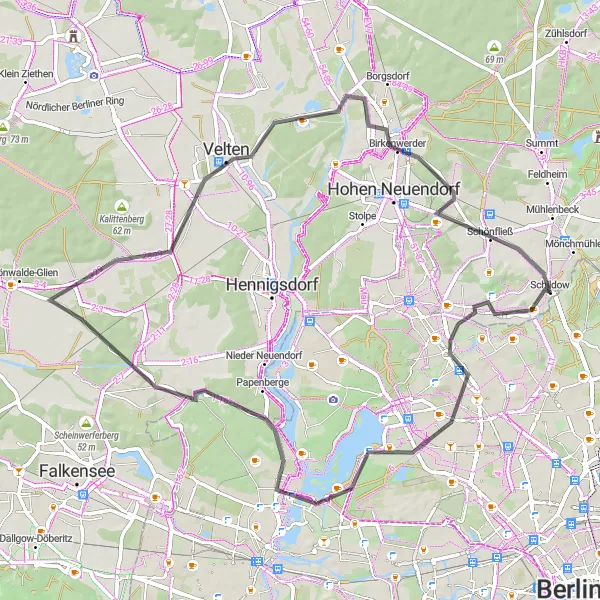 Map miniature of "Lakeside Paradise" cycling inspiration in Berlin, Germany. Generated by Tarmacs.app cycling route planner