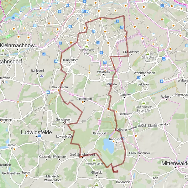 Map miniature of "Britz Gravel Loop" cycling inspiration in Berlin, Germany. Generated by Tarmacs.app cycling route planner