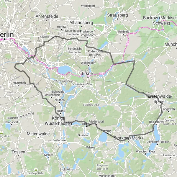 Map miniature of "Havel and Spree" cycling inspiration in Berlin, Germany. Generated by Tarmacs.app cycling route planner