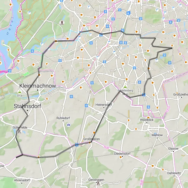 Map miniature of "Britz Road Loop" cycling inspiration in Berlin, Germany. Generated by Tarmacs.app cycling route planner