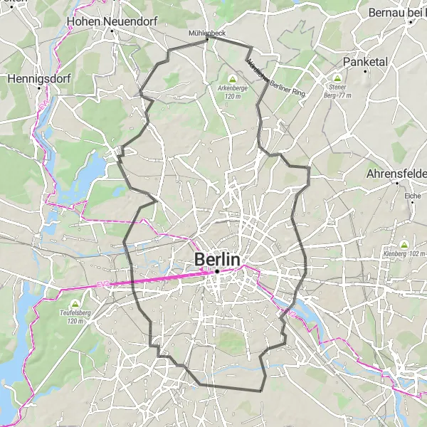 Map miniature of "Britz to Schloss Britz and Beyond" cycling inspiration in Berlin, Germany. Generated by Tarmacs.app cycling route planner