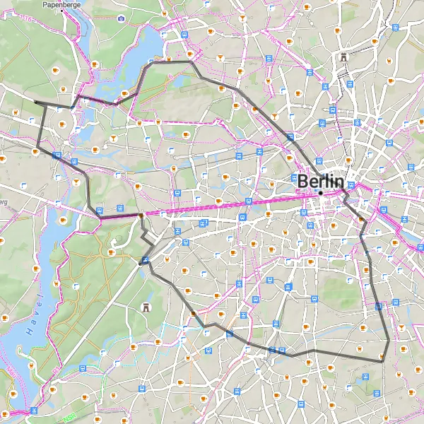 Map miniature of "Britz to Sundowner's Delight" cycling inspiration in Berlin, Germany. Generated by Tarmacs.app cycling route planner