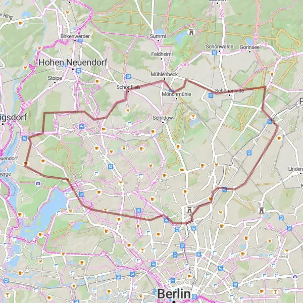 Karten-Miniaturansicht der Radinspiration "Gravel Radtour um Buch" in Berlin, Germany. Erstellt vom Tarmacs.app-Routenplaner für Radtouren