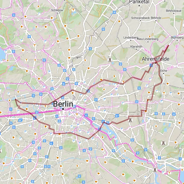 Map miniature of "Parks and Palaces Loop" cycling inspiration in Berlin, Germany. Generated by Tarmacs.app cycling route planner