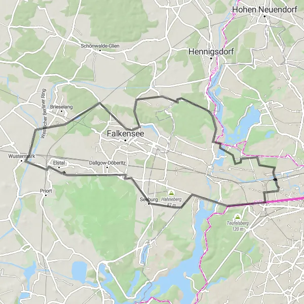 Karten-Miniaturansicht der Radinspiration "Radtour durch Berlin und Umgebung" in Berlin, Germany. Erstellt vom Tarmacs.app-Routenplaner für Radtouren