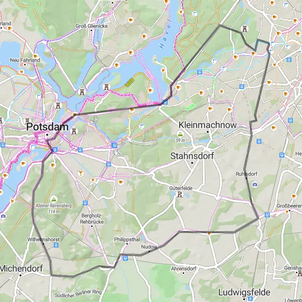 Karten-Miniaturansicht der Radinspiration "Potsdamer Seenrunde" in Berlin, Germany. Erstellt vom Tarmacs.app-Routenplaner für Radtouren