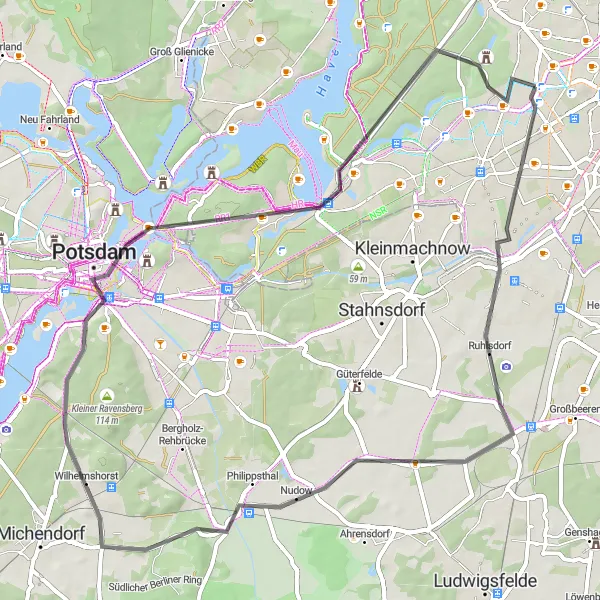 Map miniature of "Road from Dahlem to Jagdschloss Grunewald" cycling inspiration in Berlin, Germany. Generated by Tarmacs.app cycling route planner