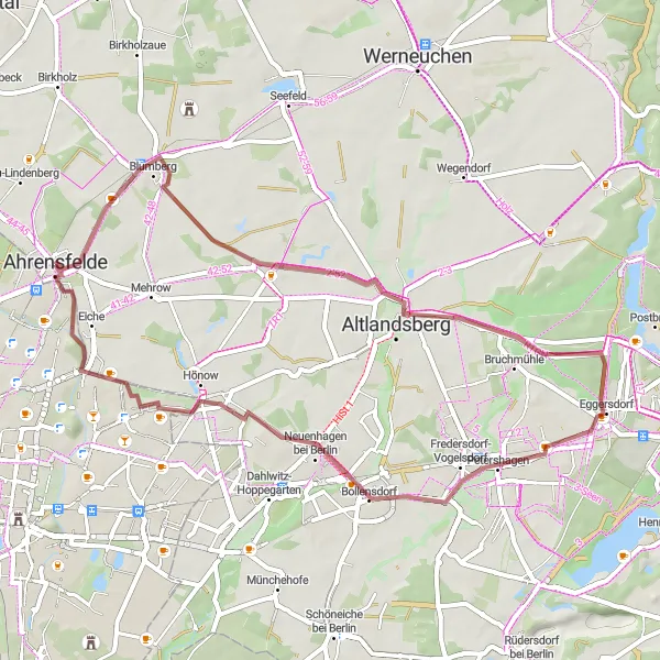 Map miniature of "Falkenberg Gravel Loop" cycling inspiration in Berlin, Germany. Generated by Tarmacs.app cycling route planner