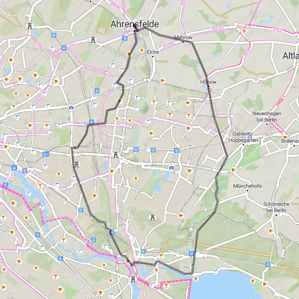 Karten-Miniaturansicht der Radinspiration "Kurztour nach Marzahn und Friedrichsfelde" in Berlin, Germany. Erstellt vom Tarmacs.app-Routenplaner für Radtouren