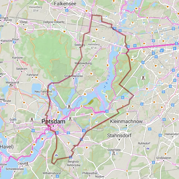 Map miniature of "Havelberg and Grunewald Gravel Ride" cycling inspiration in Berlin, Germany. Generated by Tarmacs.app cycling route planner
