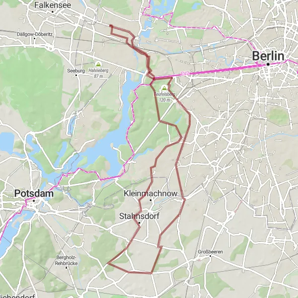 Karten-Miniaturansicht der Radinspiration "Gravel-Tour durch Berlin" in Berlin, Germany. Erstellt vom Tarmacs.app-Routenplaner für Radtouren