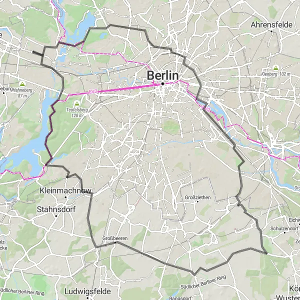 Map miniature of "Lake Tegel and Spandau Loop" cycling inspiration in Berlin, Germany. Generated by Tarmacs.app cycling route planner