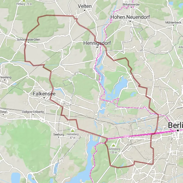 Map miniature of "Discovering Grunewald" cycling inspiration in Berlin, Germany. Generated by Tarmacs.app cycling route planner